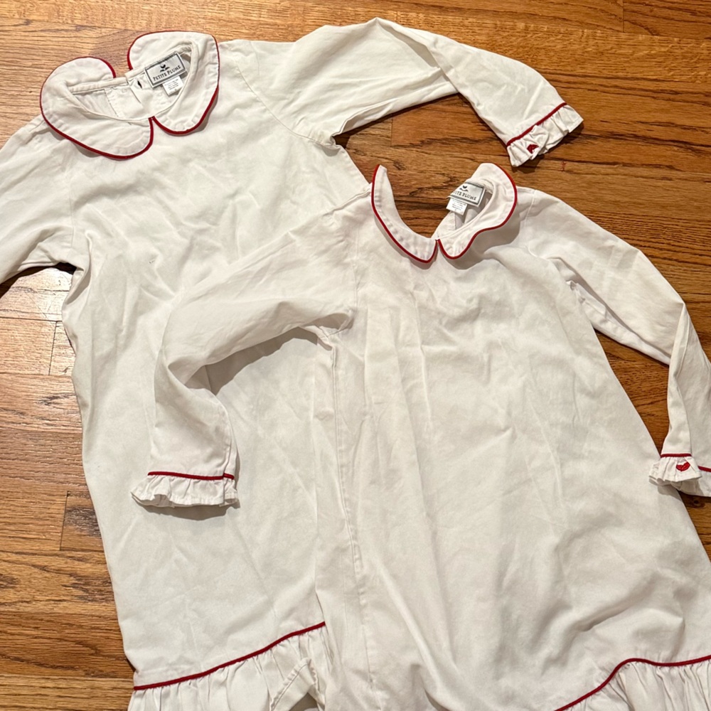 Petite Plume Kids Pajamas Nightgown - White with Red Trim